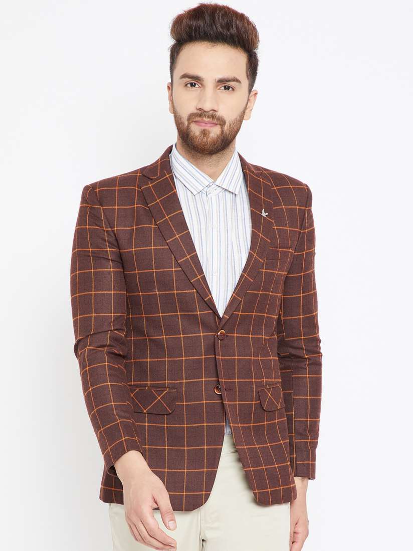 Buy Canary London Men Brown Orange Slim Fit Checked Casual Blazer Blazers for Men 6810098 Myntra