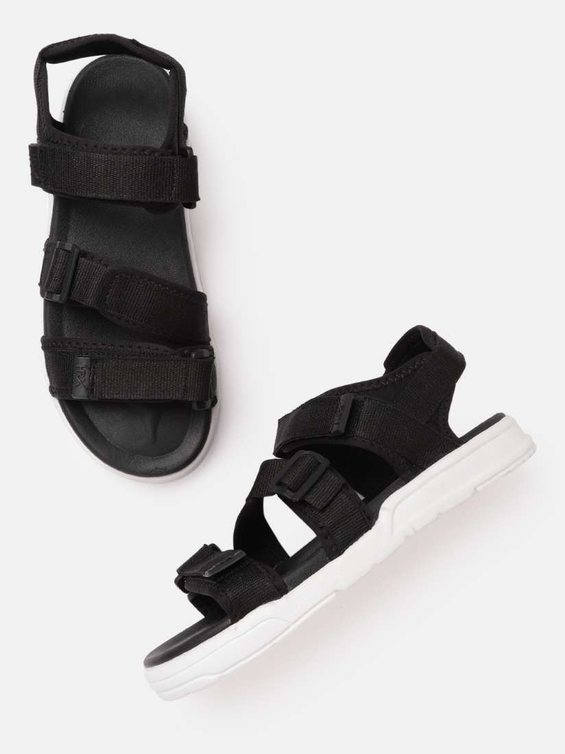 Buy HRX by Hrithik Roshan Men Black Hook Loop Athleisure Sandal Sandals for Men 6810103 Myntra