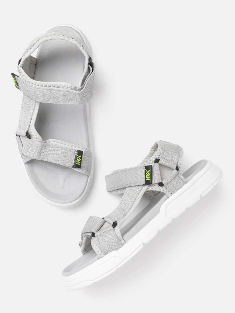Buy HRX by Hrithik Roshan Men Grey Woven Design Hook Loop Athleisure Sandal Sandals for Men 6810111 Myntra