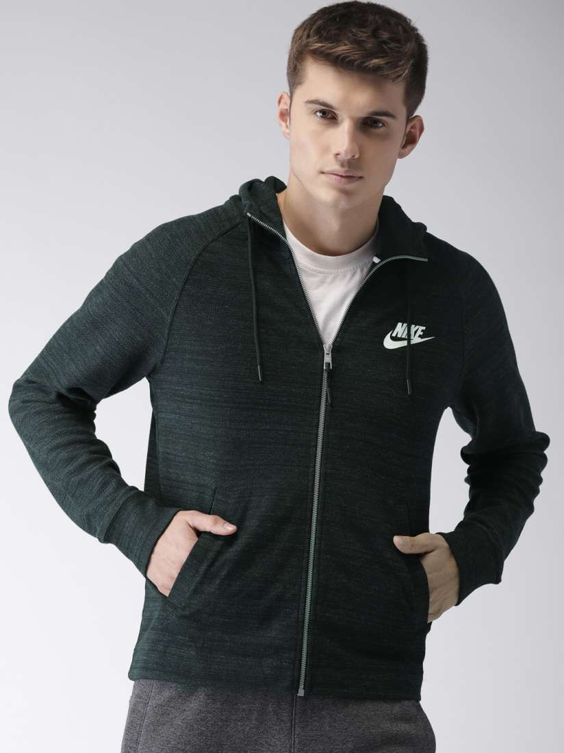 Buy Nike Men Black AV15 FZ KNIT Solid Hooded Sporty Jacket Jackets for Men 6813997 Myntra