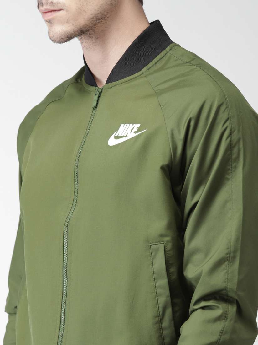 Buy Nike Men Olive Green AS M NSW JKT WVN PLAYERS Bomber Jacket Jackets for Men 6814133 Myntra