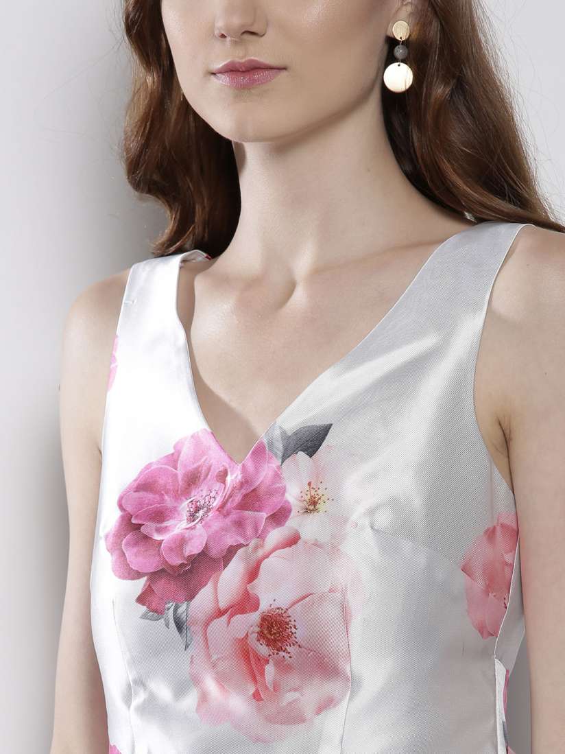 Buy DOROTHY PERKINS Women Grey Pink Printed Fit and Flare Dress Dresses for Women 6825509 Myntra