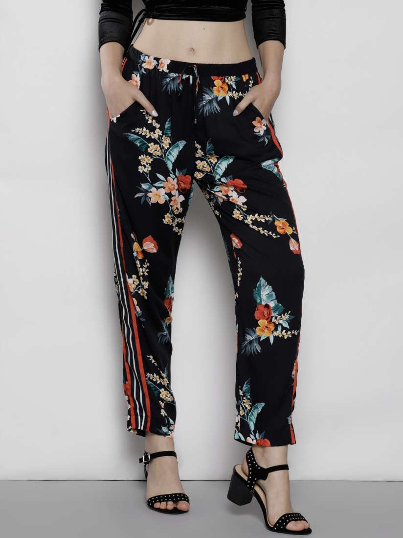 Buy DOROTHY PERKINS Women Petite Navy Regular Fit Floral Print Trousers Trousers for Women 6825532 Myntra