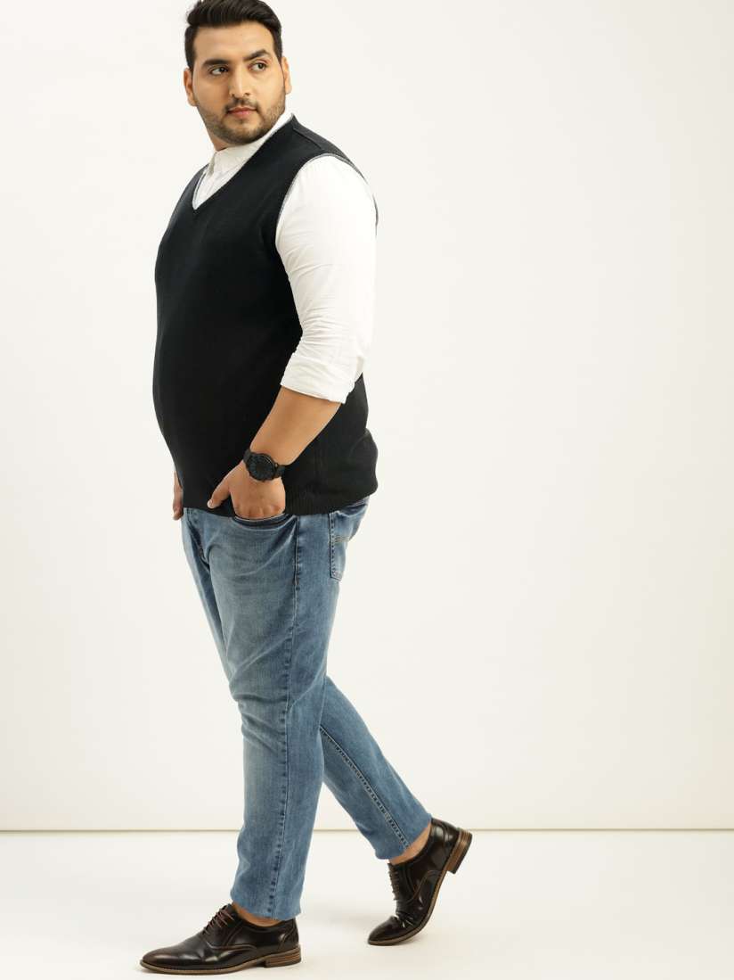 Buy Sztori Plus Size Men Black Solid Sweater Vest Sweaters for Men 6826544 Myntra