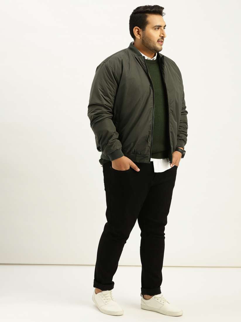 Buy Sztori Plus Size Men Olive Green Solid Bomber Jackets for Men 6826552 Myntra
