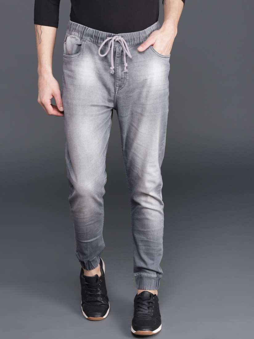 Buy WROGN Men Grey Regular Fit Solid Joggers Jeans for Men 6832495 Myntra