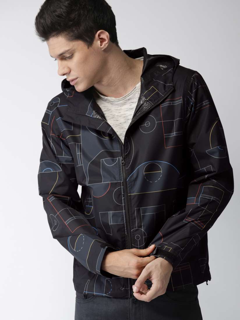 Buy Levis Men Black Printed Hooded Rain WINDBREAKER Jacket Rain Jacket for Men 6840851 Myntra