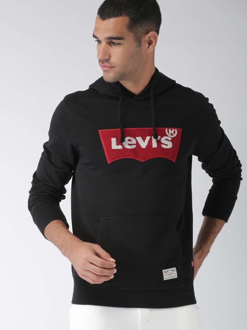 Buy Levis Men Black Red Printed Hooded Sweatshirt Sweatshirts for Men 6840936 Myntra
