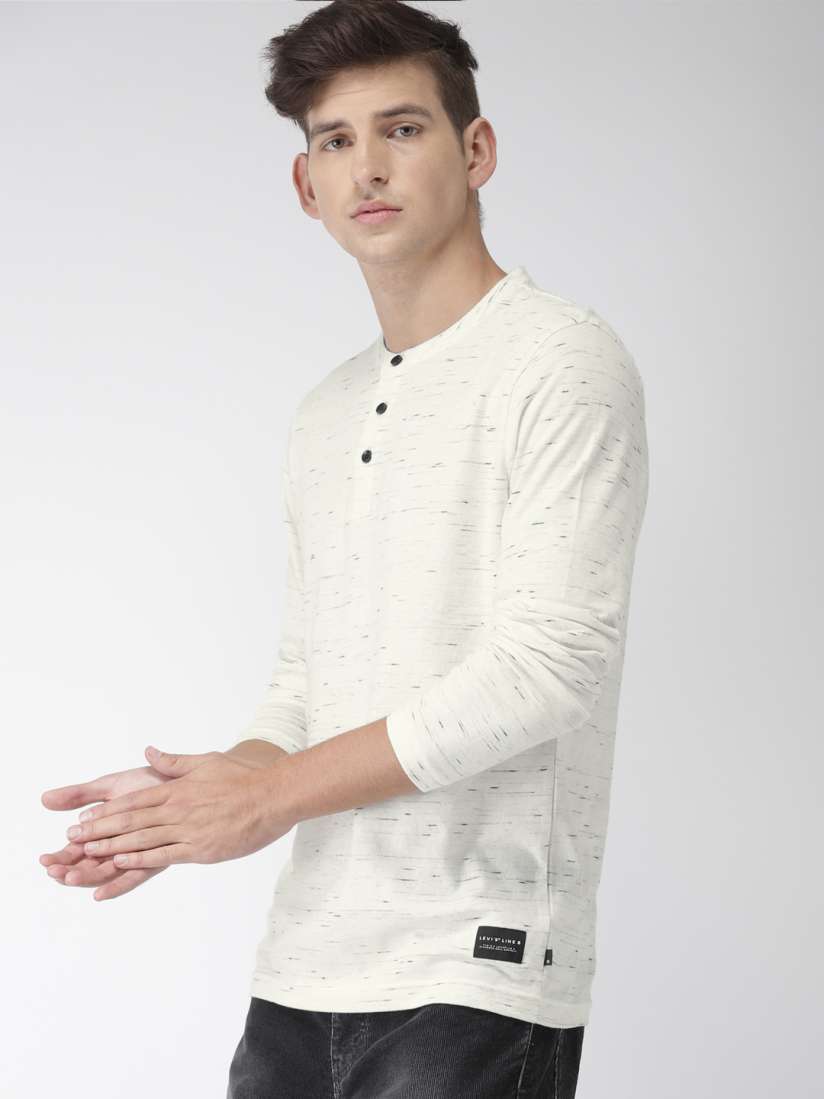 Buy Levis Men White LINE 8 Self Design Henley Neck T shirt Tshirts for Men 6840960 Myntra