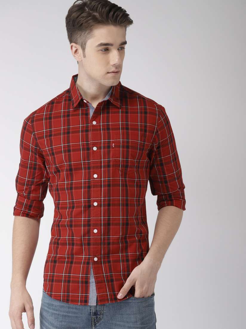 Buy Levis Men Red Regular Fit Checked Casual Shirt Shirts for Men 6841309 Myntra