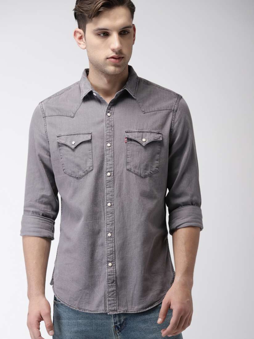 Buy Levis Men Grey Slim Fit Faded Denim Casual Shirt Shirts for Men 6841347 Myntra