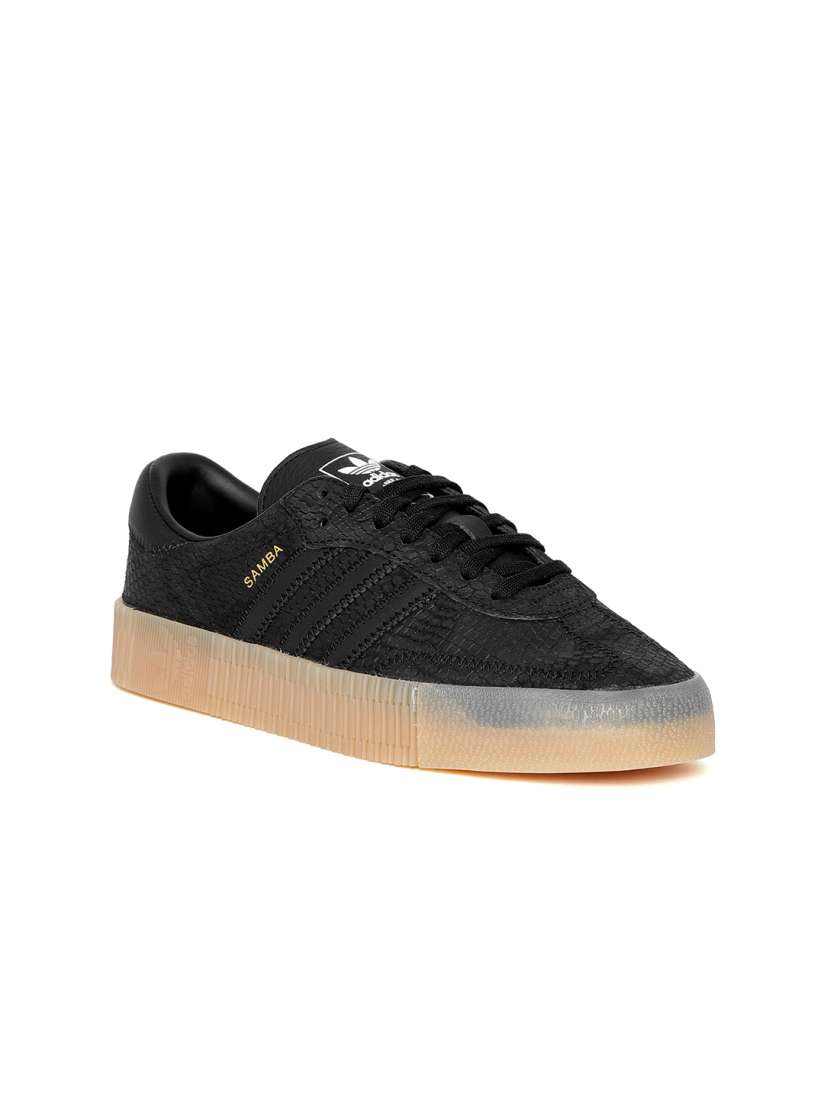 Buy Adidas Originals Women Black SAMBAROSE Snakeskin Texture Suede Flatforms Casual Shoes for Women 6842272 Myntra