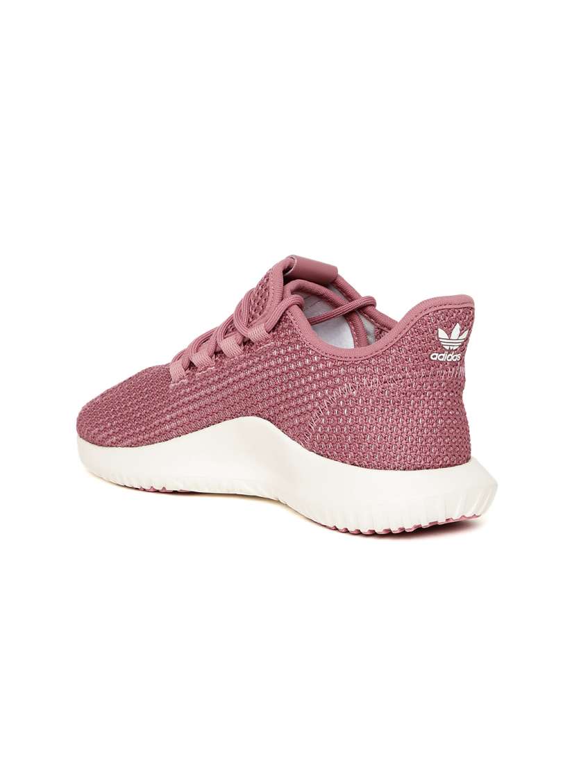 Adidas originals tubular shadow sneaker in white with pink branding top