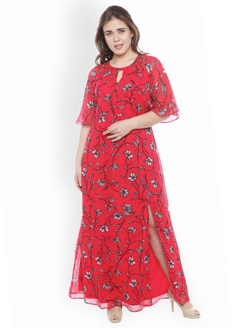 Buy JUNAROSE Plus Size Women Red Printed Maxi Dress Dresses for Women 6871309 Myntra
