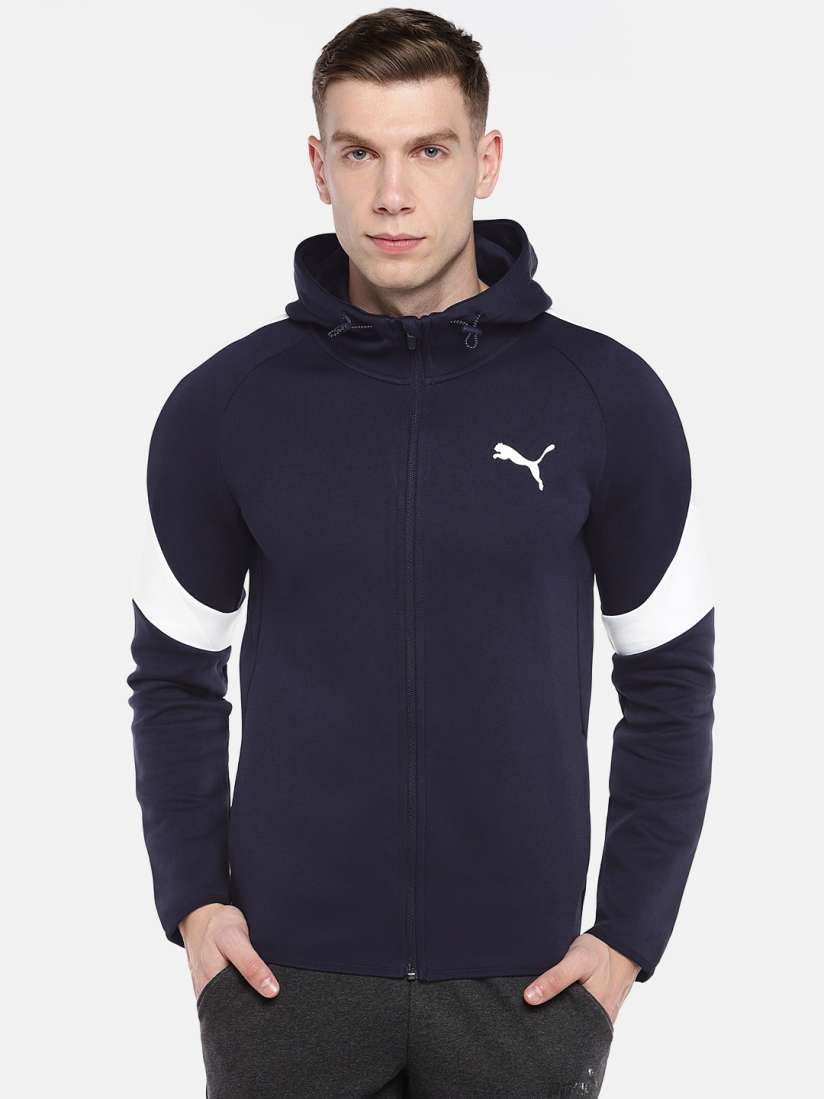 Buy Puma Men Navy Blue Solid Evostripe Core FZ Sporty Track Jacket Jackets for Men 6902864 Myntra