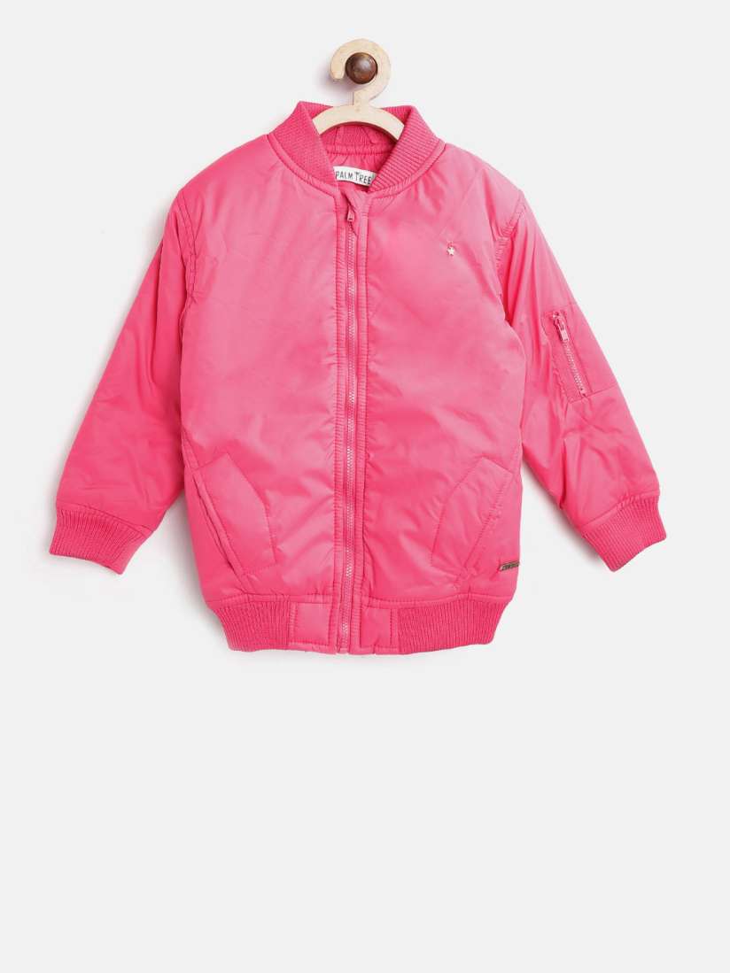 Buy Gini and Jony Palm Tree Girls Pink Solid Bomber Jacket Jackets for Girls 6909395 Myntra