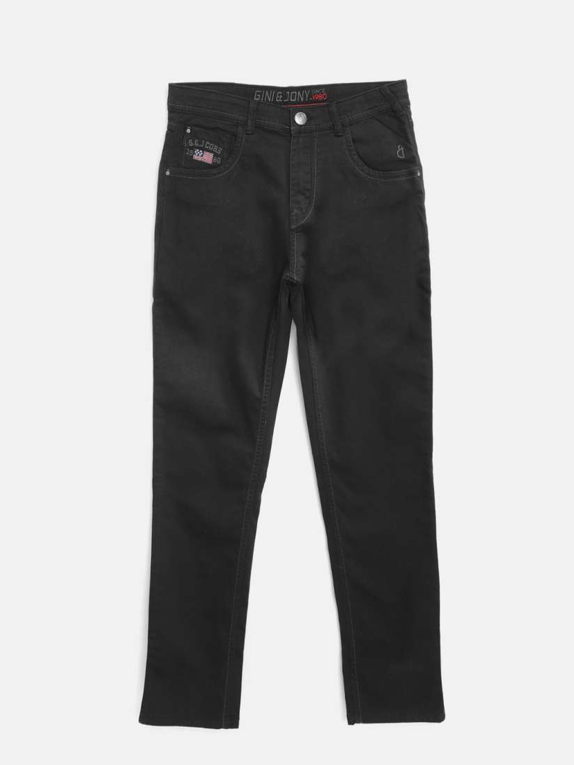 Buy Gini and Jony Boys Black Regular Fit Mid Rise Clean Look Stretchable Jeans Jeans for Boys 6912384 Myntra