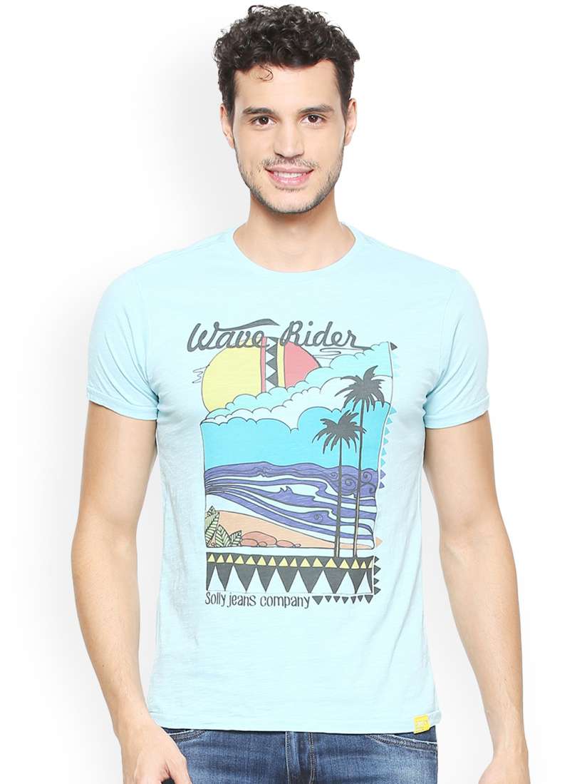 Buy Solly Jeans Co. Men Blue Printed Round Neck T Shirt Tshirts for Men 6913662 Myntra