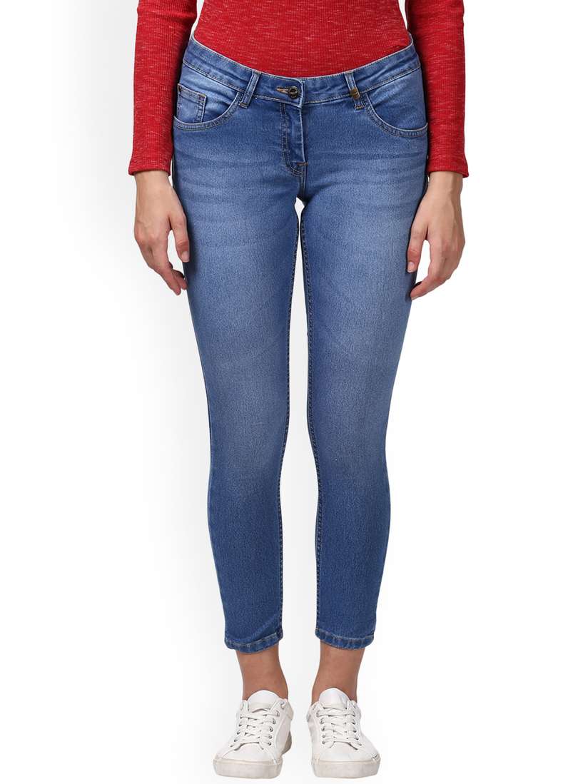 Buy Park Avenue Women Blue Skinny Fit Mid-Rise Clean Look