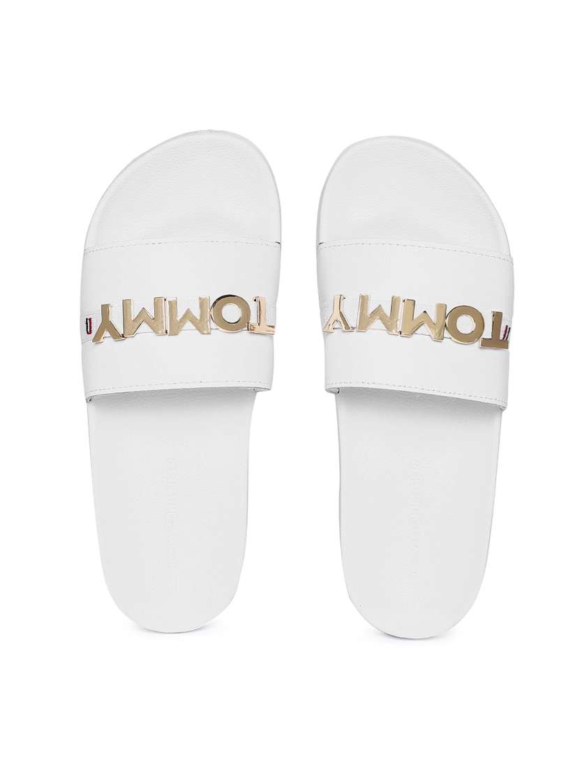 White tommy hilfiger sliders on sale
