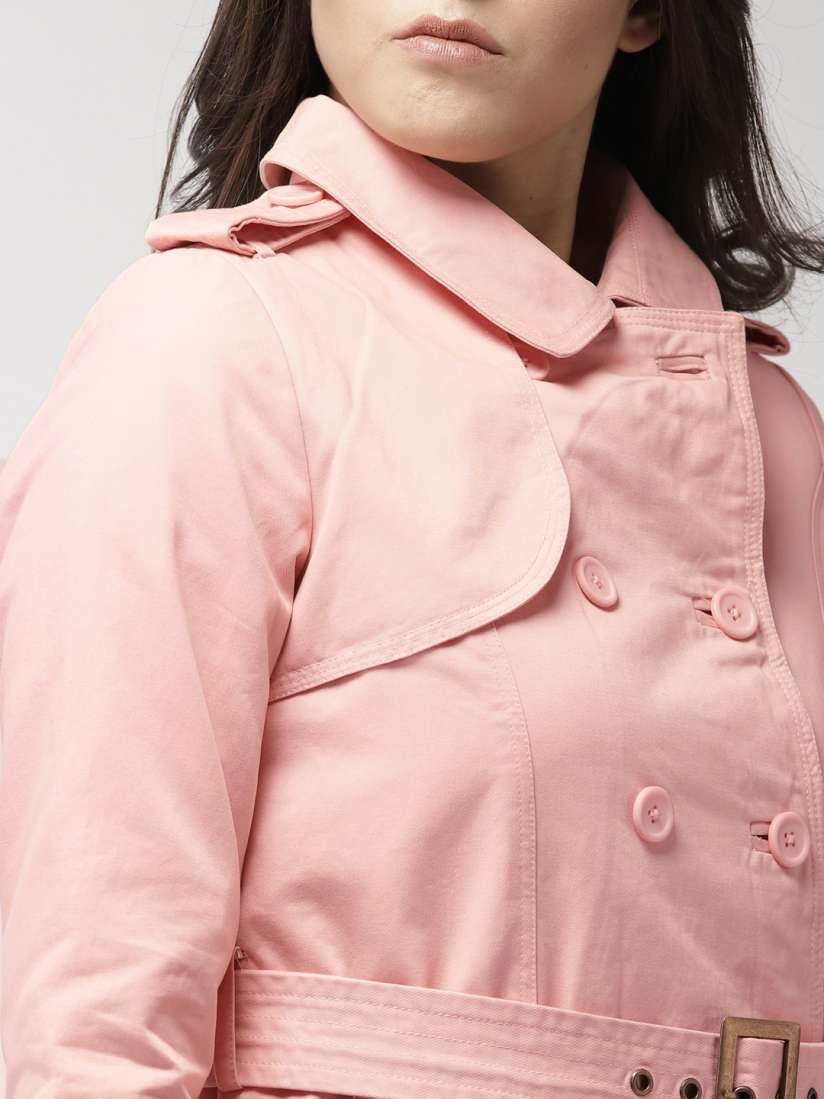 Buy Bossini Women Pink Solid Trench Coat Coats for Women 6919457 Myntra