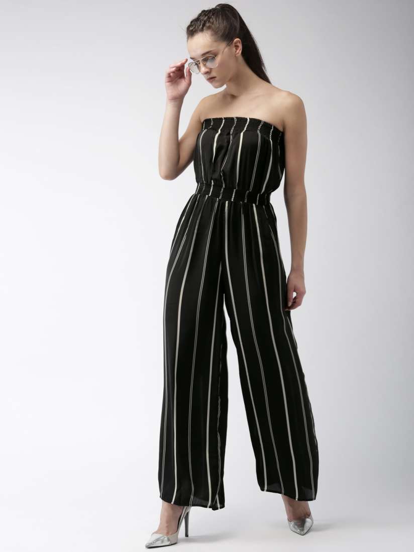 Buy FOREVER 21 Black White Striped Basic Jumpsuit Jumpsuit for Women 6932234 Myntra