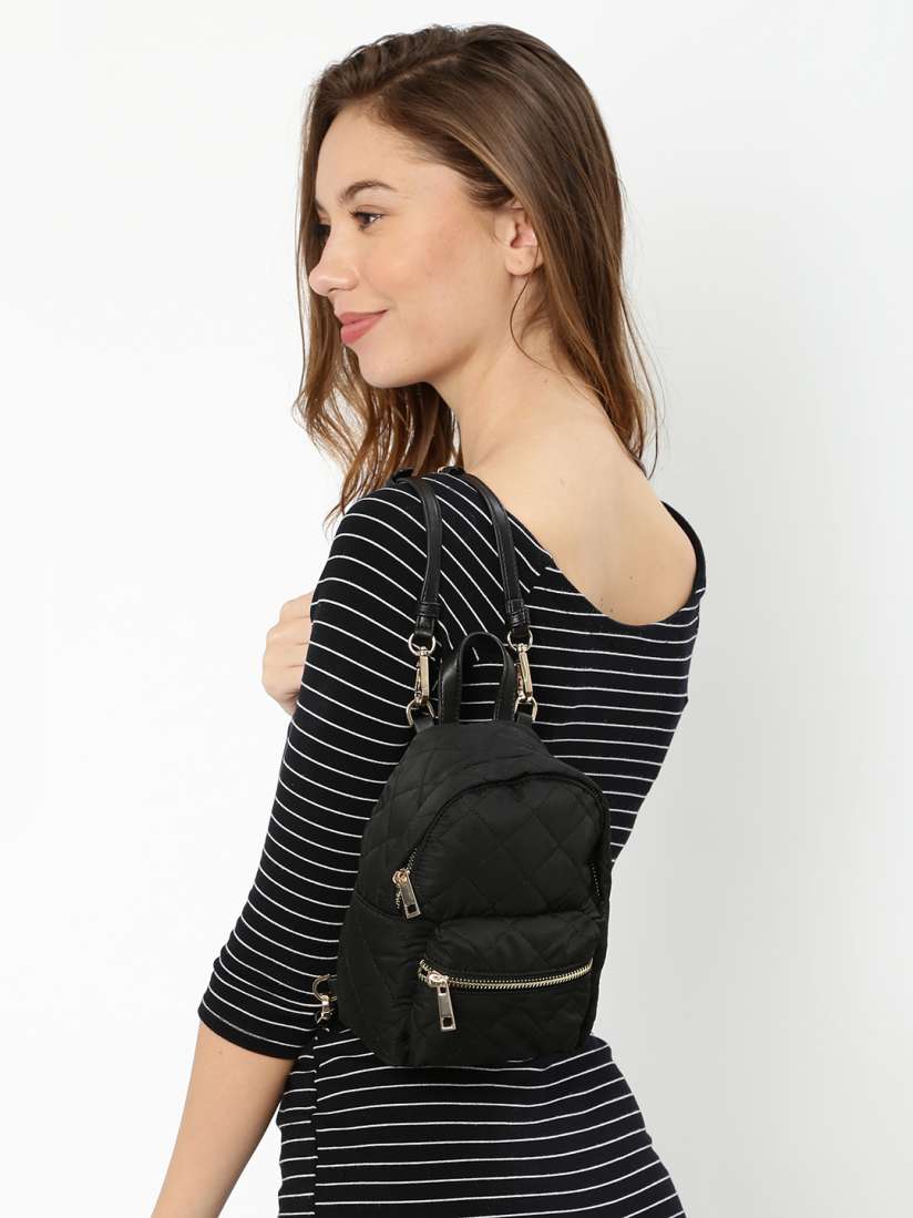 Buy FOREVER 21 Women Black Quilted Backpack Backpacks for Women 6932633 Myntra