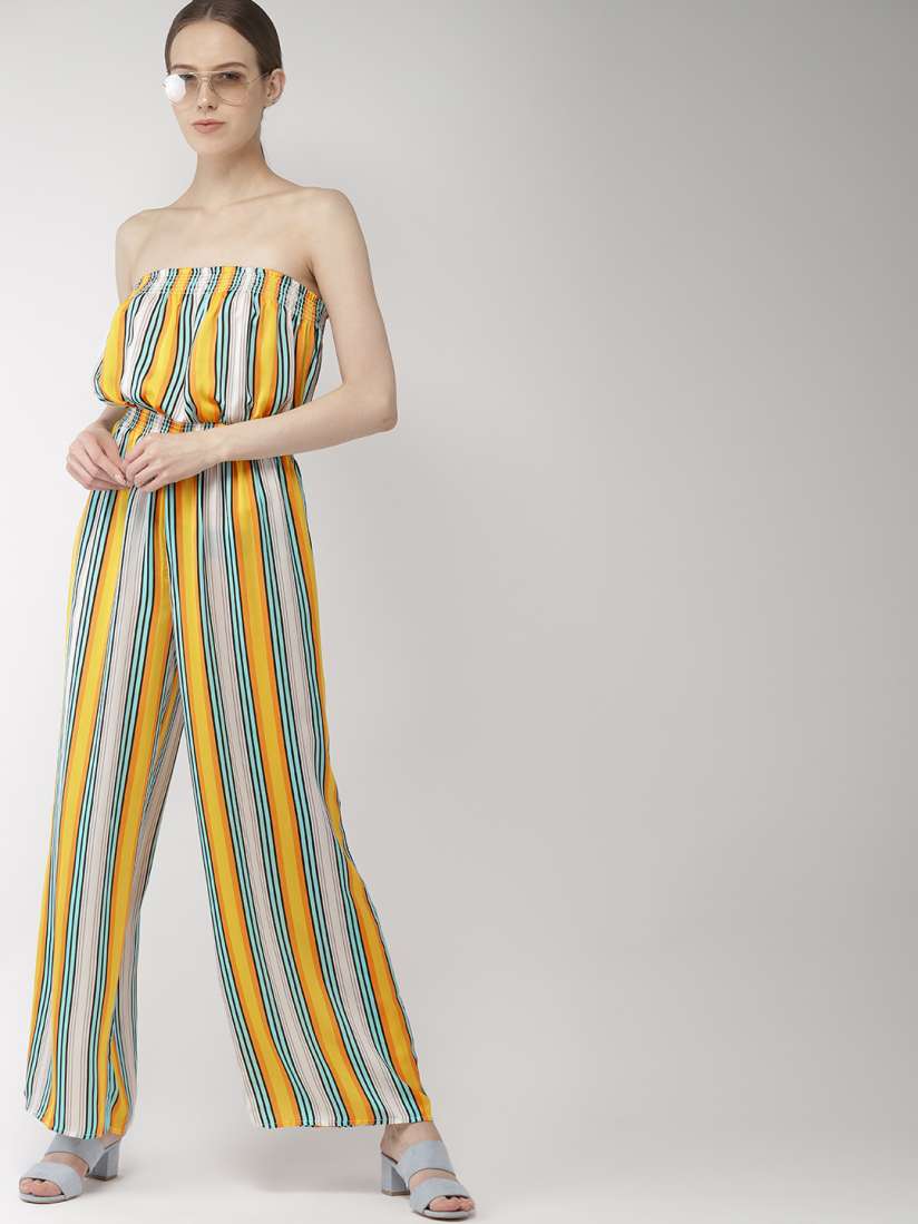 Buy FOREVER 21 Multicoloured Striped Basic Off Shoulder Jumpsuit Jumpsuit for Women 6932721 Myntra