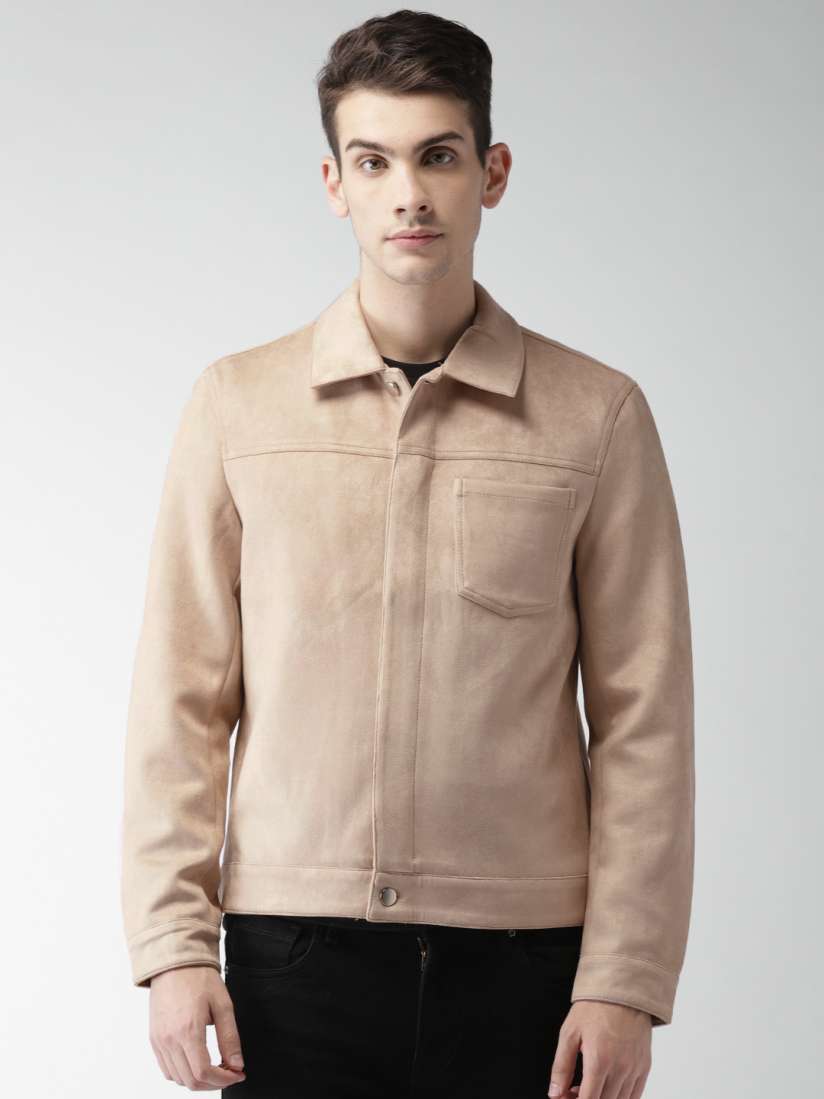 Buy FOREVER 21 Men Beige Solid Tailored Suede Jacket Jackets for Men 6933667 Myntra