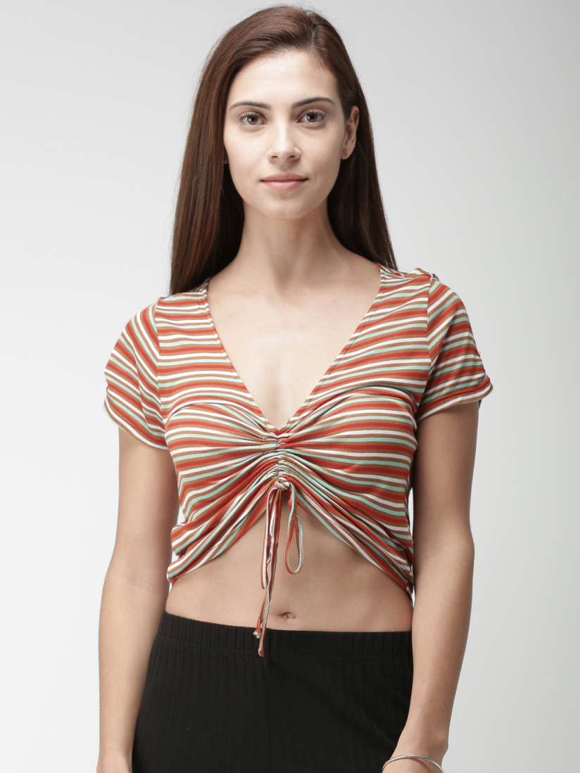 Striped tie front crop top forever 21 discount