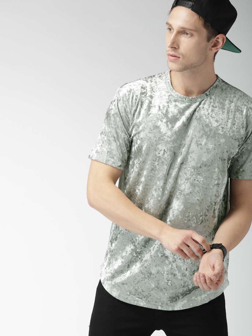 Buy FOREVER 21 Men Grey Solid Velvet Round Neck T shirt Tshirts for Men 6933719 Myntra