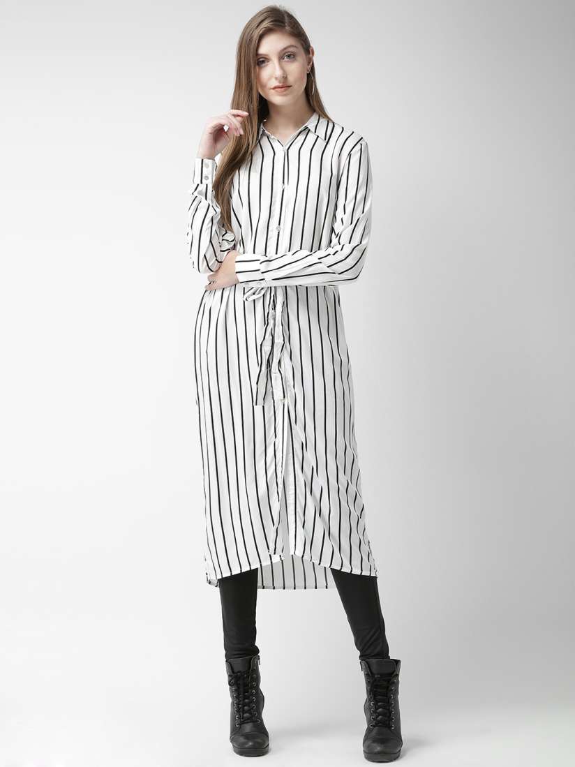 Buy FOREVER 21 Women White Striped Shirt Dress Dresses for Women 6933863 Myntra