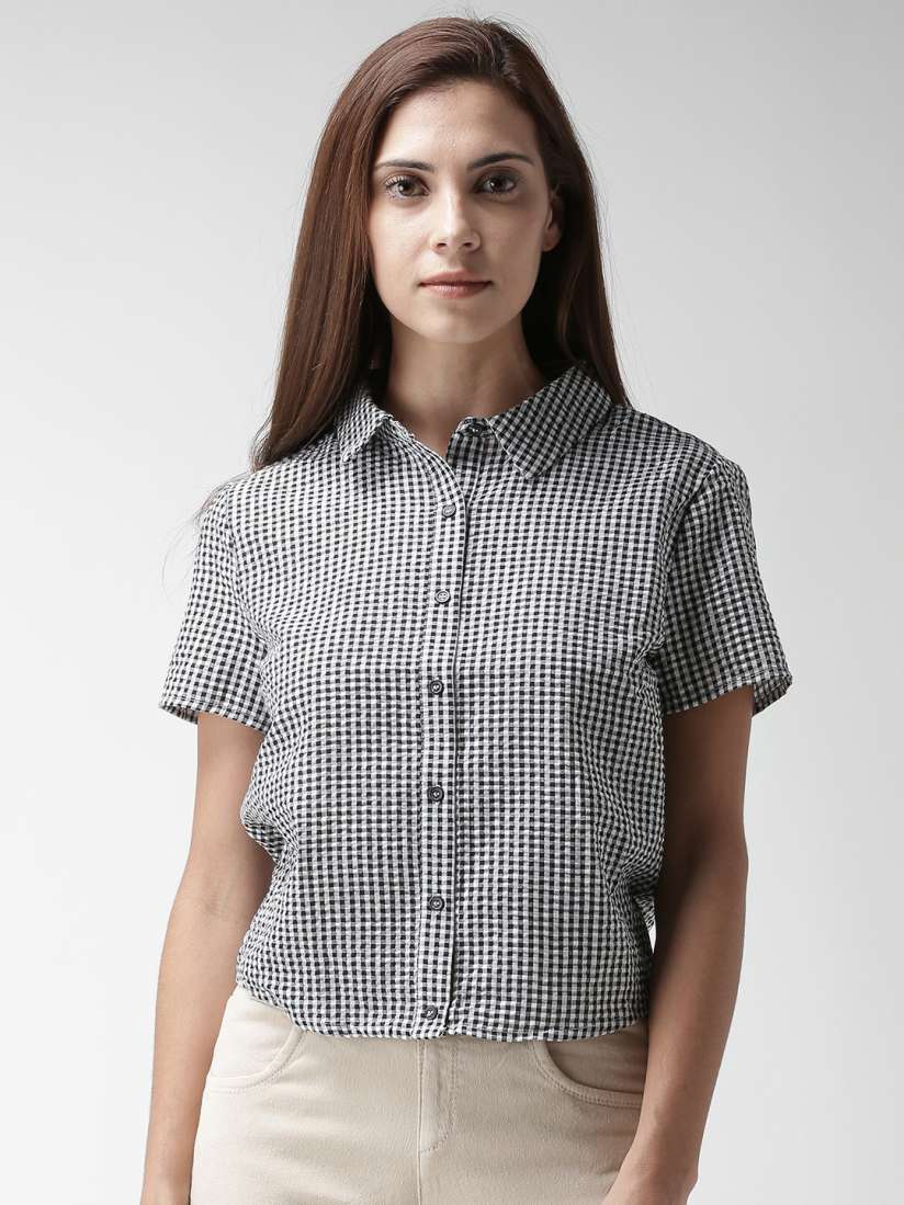 Buy FOREVER 21 Women Black White Regular Fit Checked Casual Shirt Shirts for Women 6933895 Myntra