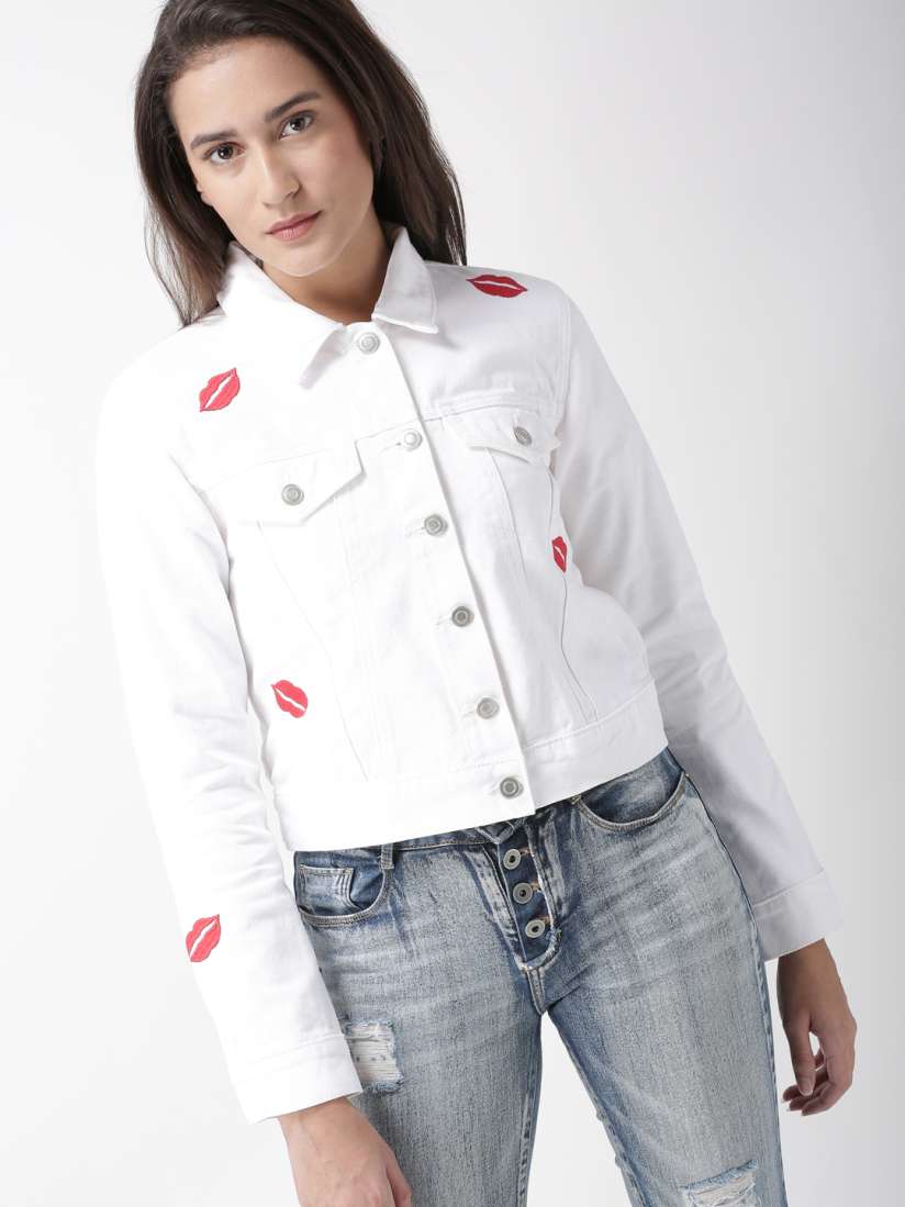 Forever 21 white denim jacket deals