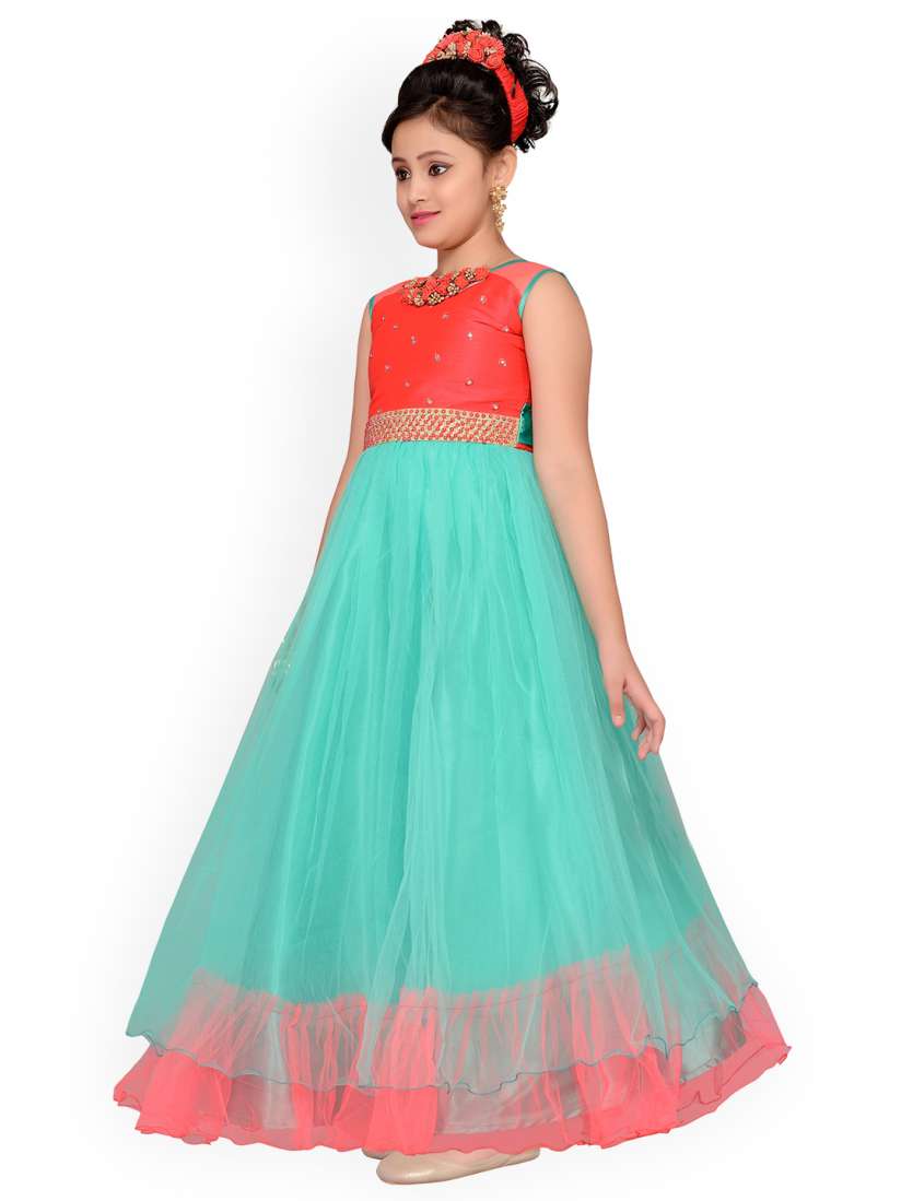 Buy ADIVA Girls Teal Self Design Maxi Dress Dresses for Girls 6936096 Myntra