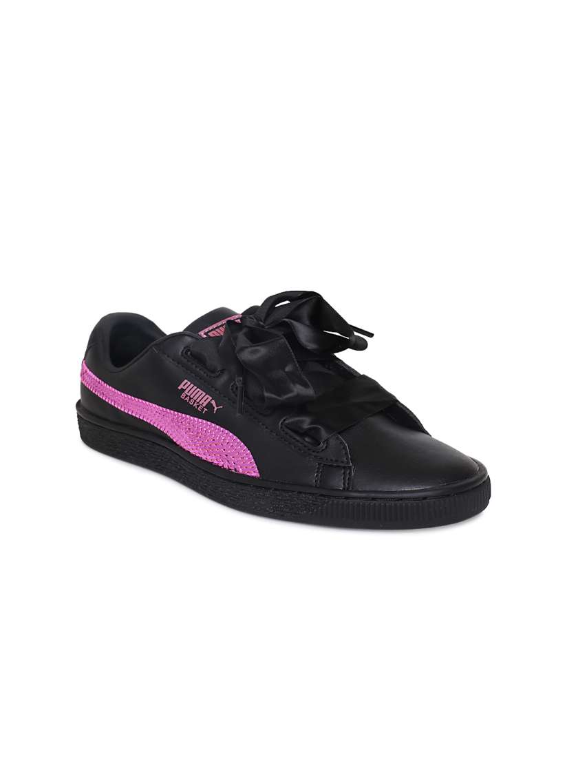 Buy Puma Girls Black Pink Basket Heart Bling Casual Shoes Casual Shoes for Girls 6937098 Myntra