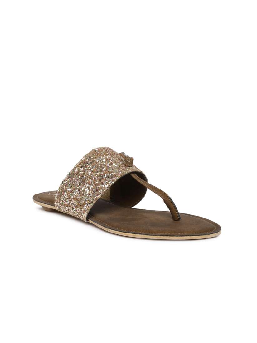 Buy Catwalk Women Gold Toned Solid T strap Flats Flats for Women 6955119 Myntra