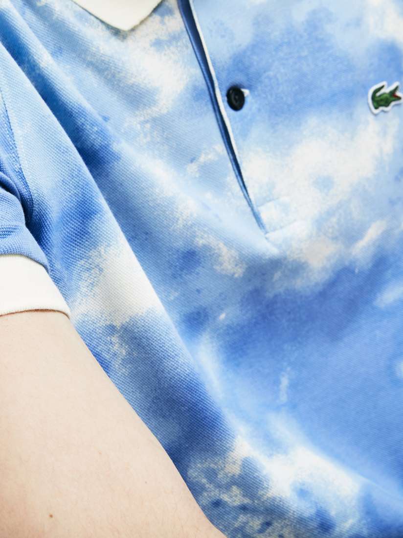 Buy Lacoste Men Blue Cloud Print Regular Fit Cotton Mini Pique Polo Tshirts for Men 6957945 Myntra