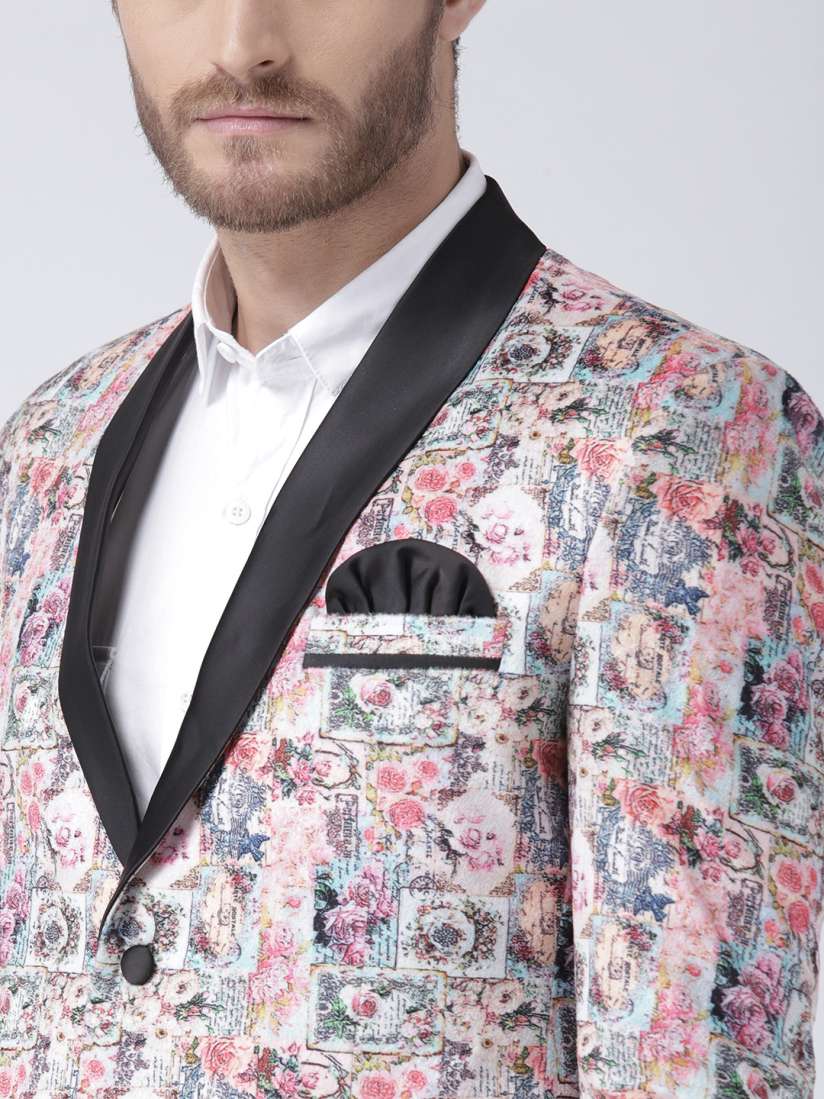 Buy Hangup Multicoloured Printed Slim Fit Tuxedo Blazer Blazers for Men 6958766 Myntra