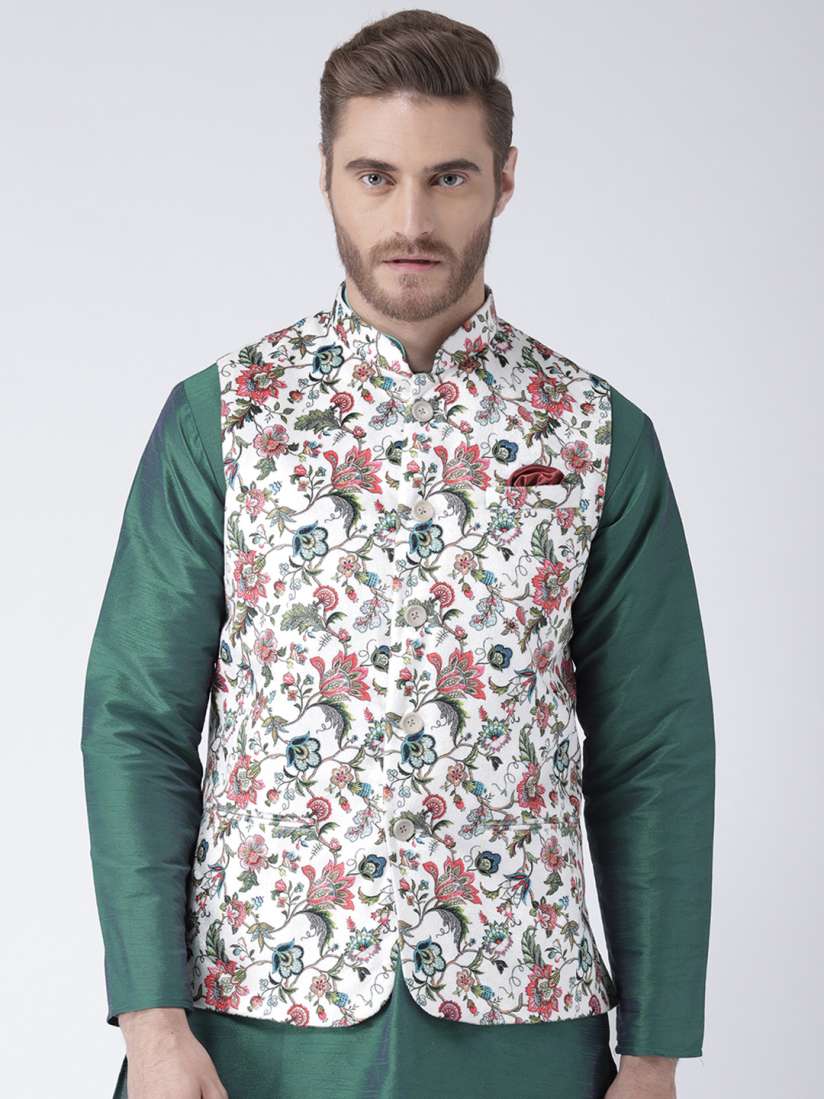 Floral printed nehru jacket mens shop