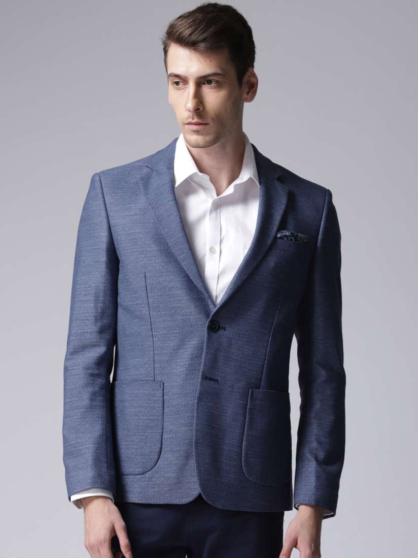 Buy True Blue Men Blue Self Design Slim Fit Single Breasted Smart Casual Blazer Blazers for Men 6960620 Myntra