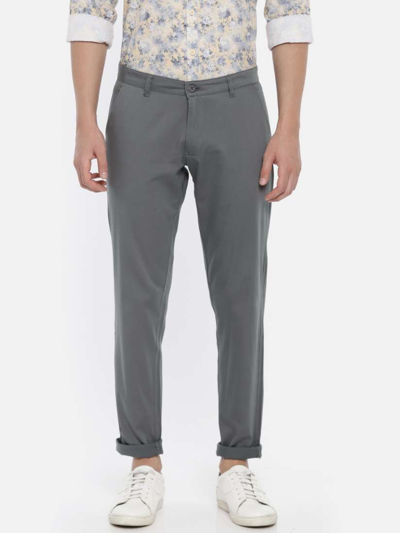 Buy Ruggers Men Grey Modern Slim Fit Solid Chinos Trousers for Men 6960674 Myntra