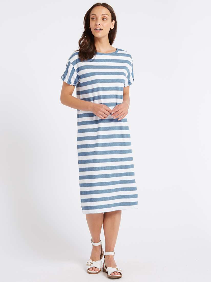 Marks and spencer blue and white striped dress outlet