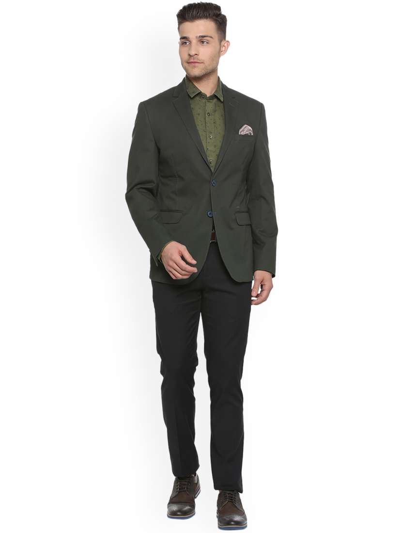 Buy Van Heusen Olive Green Slim Fit Single Breasted Formal Blazer Blazers for Men 6961198 Myntra