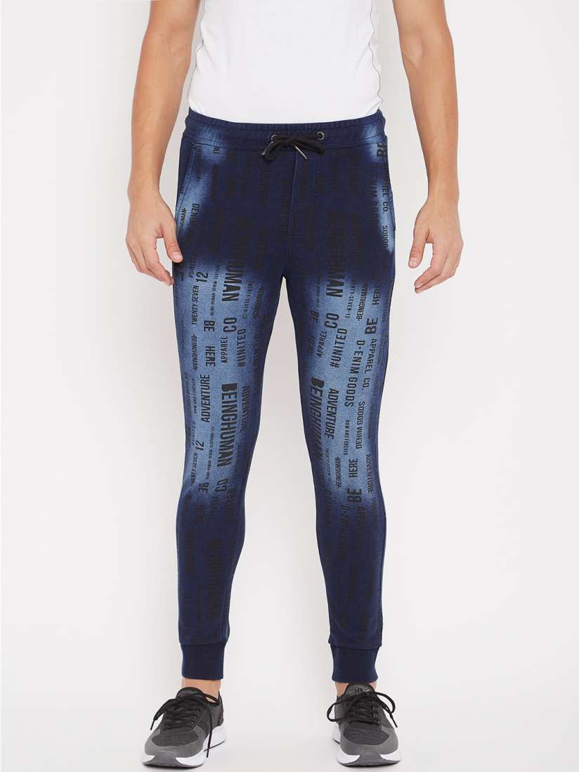 Buy Being Human Men Navy Blue Printed Joggers Track Pants for Men 6962885 Myntra