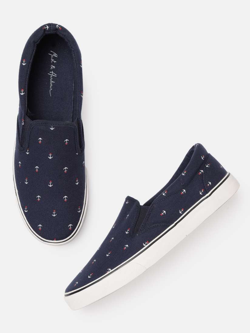 Buy Mast Harbour Men Navy Blue Printed Slip On Sneakers Casual Shoes for Men 6969611 Myntra