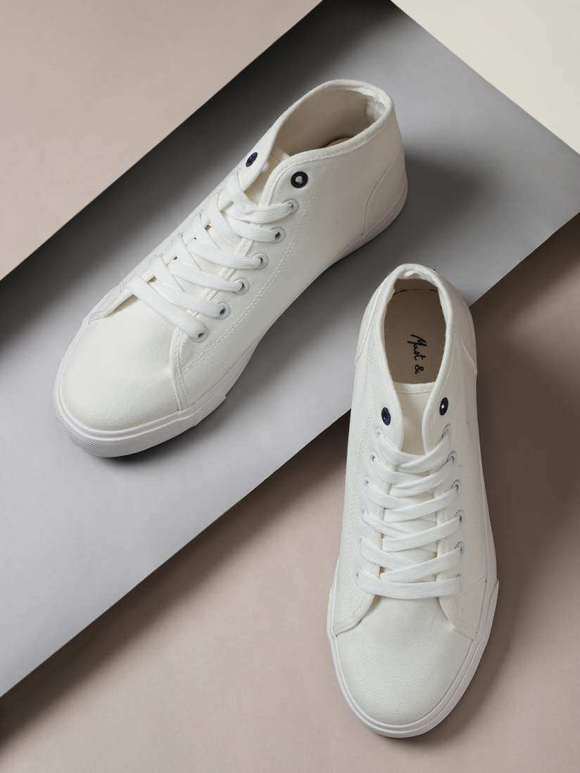Buy Mast Harbour Men White Solid Canvas Mid Top Sneakers Casual Shoes for Men 6969619 Myntra