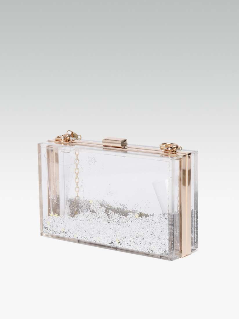 Buy 20Dresses Transparent Box Clutch with Glitter Clutches for Women 6969790 Myntra
