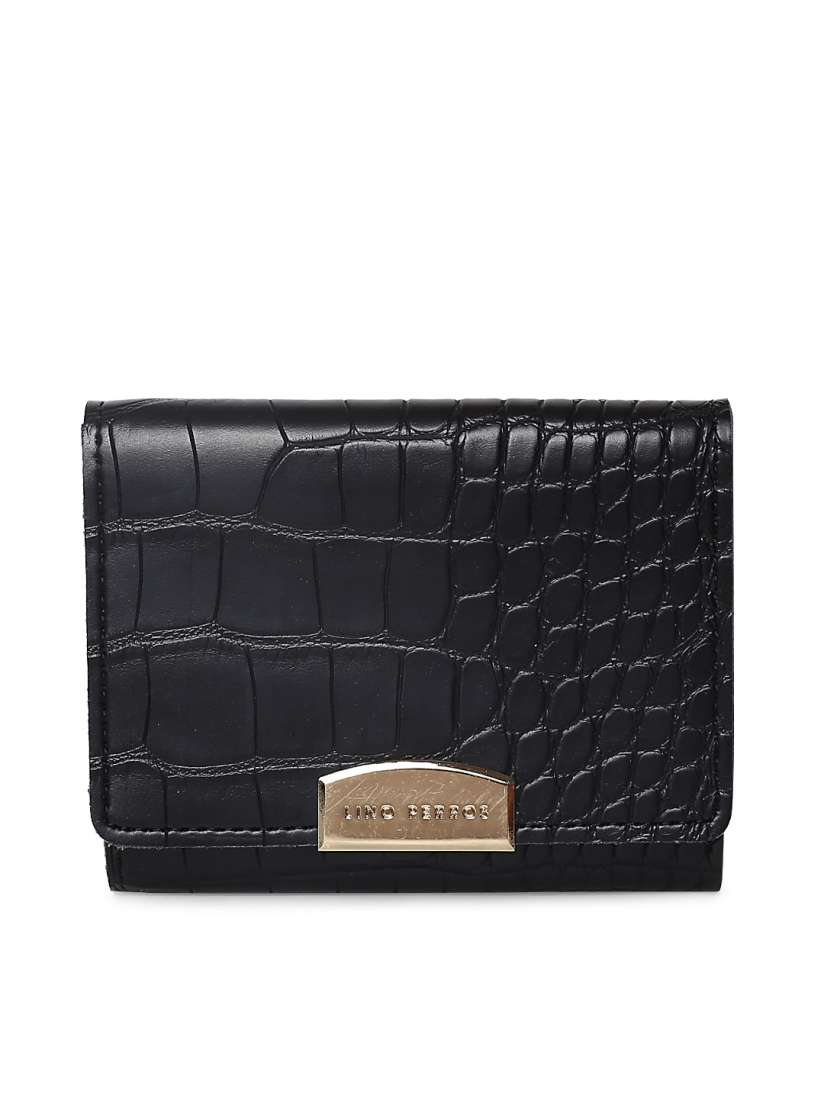 Buy Lisa Haydon For Lino Perros Women Black Croc Textured Three Fold Wallet Wallets for Women 6973900 Myntra