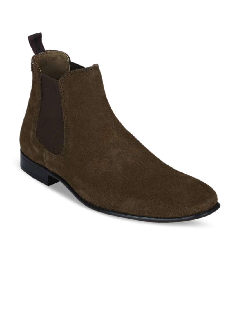 Buy Red Tape Men Brown Solid Suede Mid Top Flat Boots Boots for Men 6976944 Myntra